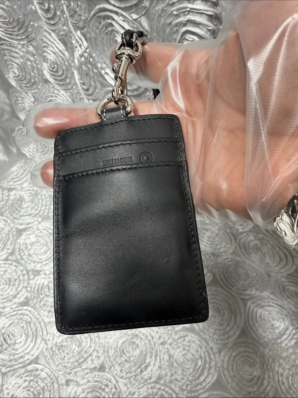 Coach Black Leather Lanyard ID Badge Holder